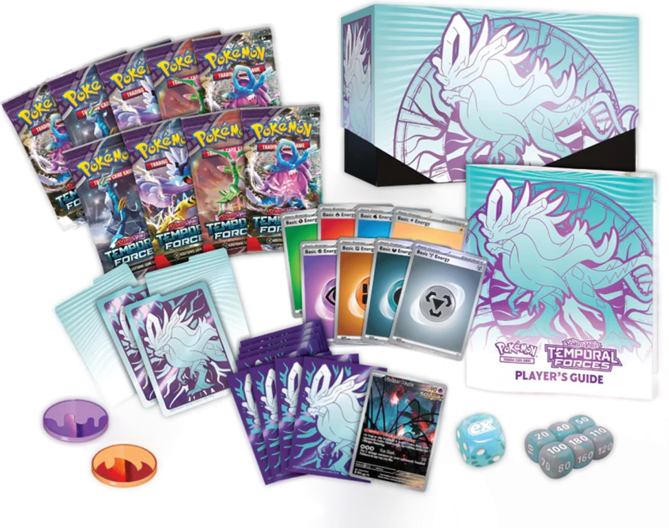 Pokémon TCG: Scarlet & Violet-Temporal Forces Pokémon Center Elite Trainer Box componenti