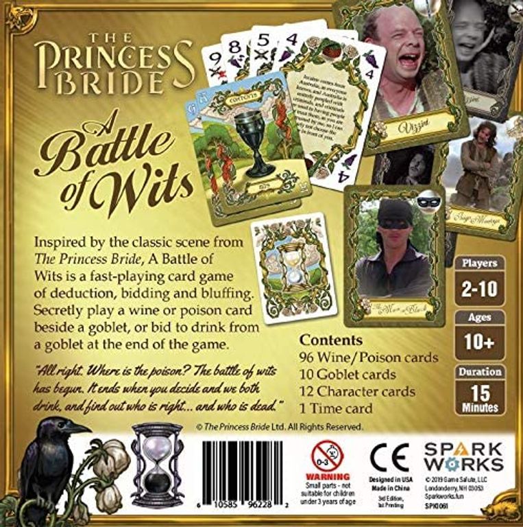 The Princess Bride: A Battle of Wits back of the box