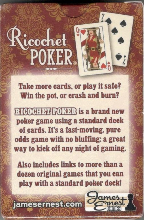 Ricochet Poker parte posterior de la caja