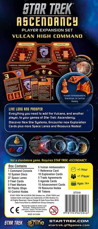 Star Trek: Ascendancy – Vulcan High Command back of the box