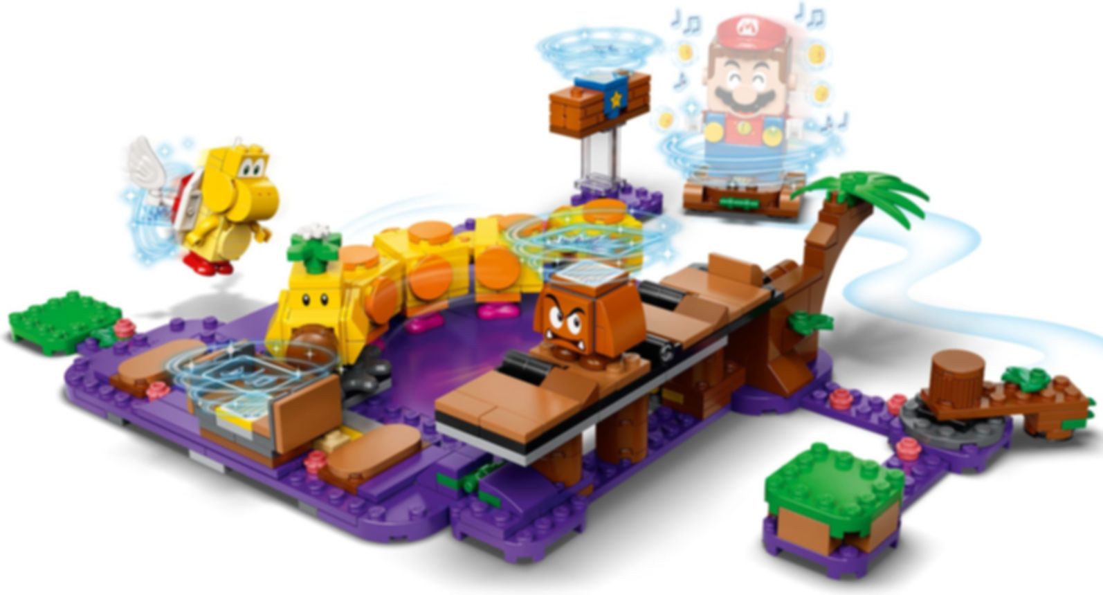 LEGO® Super Mario™ Set de Expansión: Pantano venenoso de la Floruga jugabilidad