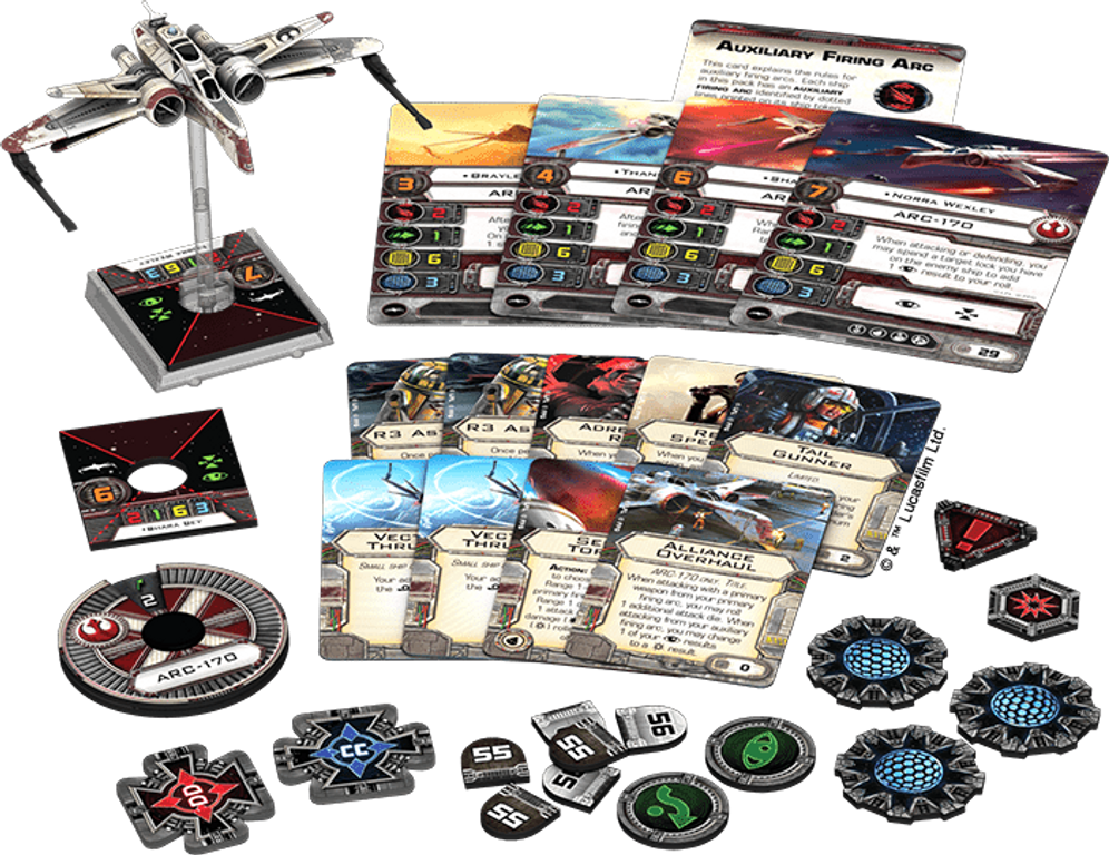 Star Wars: X-Wing Miniaturen-Spiel - ARC-170 Erweiterung-Pack komponenten