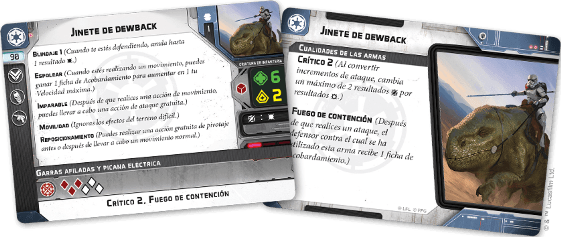 Star Wars: Legión – Jinete de dewback: Unidades Imperiales cartas