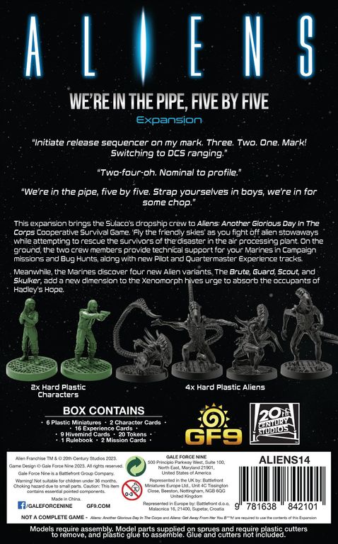 Aliens: Another Glorious Day in the Corps – We're In The Pipe Five by Five back of the box