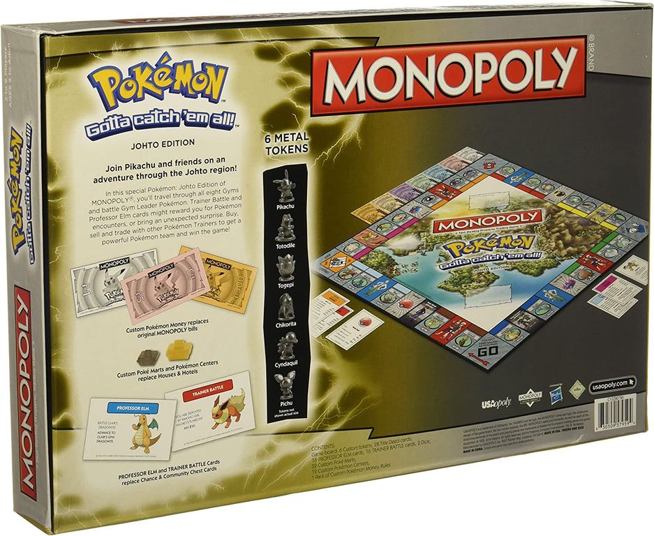 Monopoly: Pokémon Johto Edition parte posterior de la caja