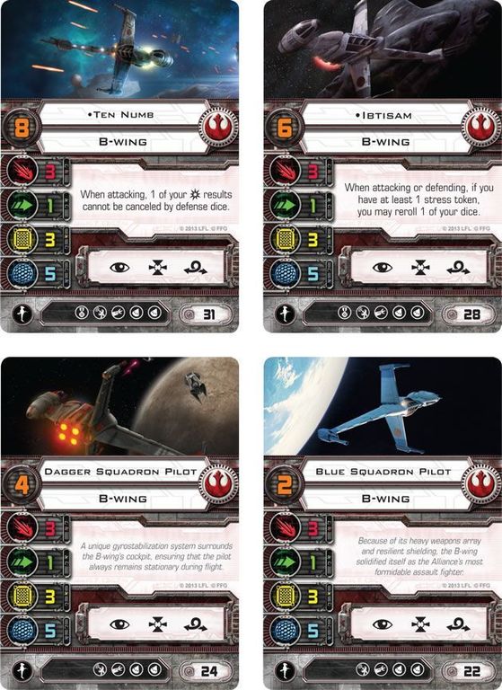 Star Wars: X-Wing Miniatures Game – B-Wing Expansion Pack cards