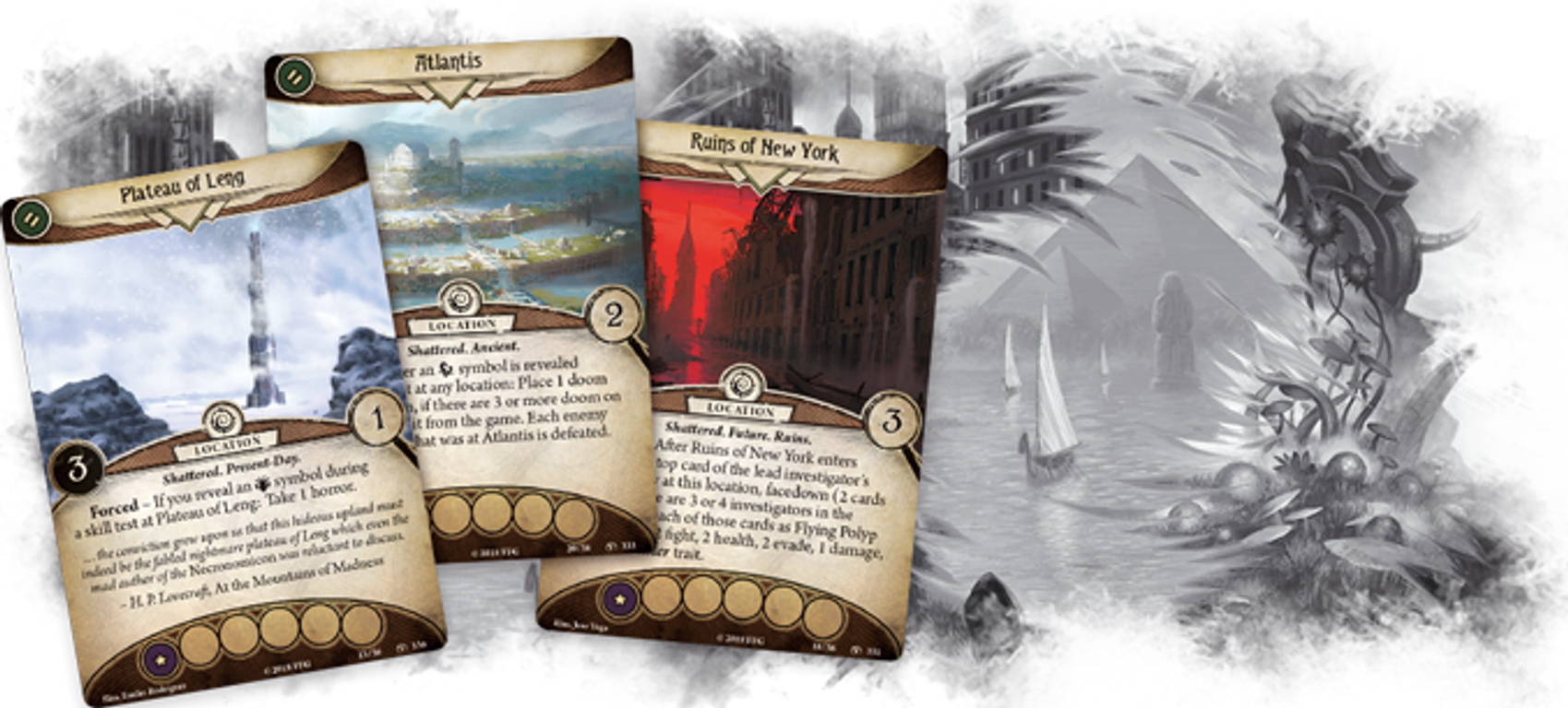 Arkham Horror: The Card Game – Shattered Aeons: Mythos Pack cards