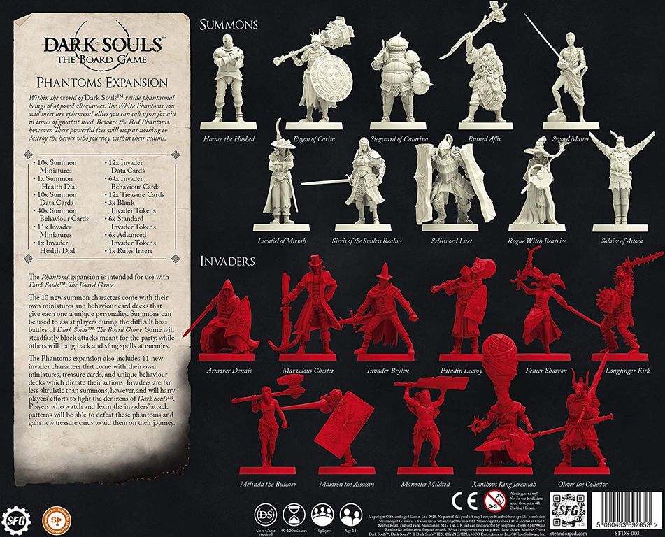 Dark Souls: The Board Game – Invaders Expansion parte posterior de la caja