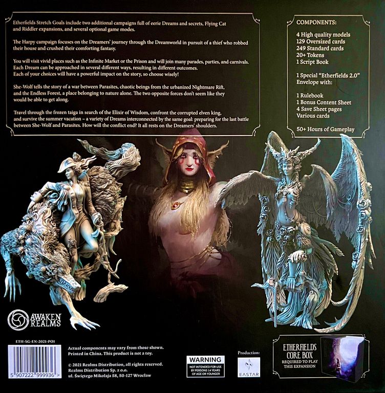 Etherfields: Stretch Goals – Harpy & She-Wolf Campaigns back of the box