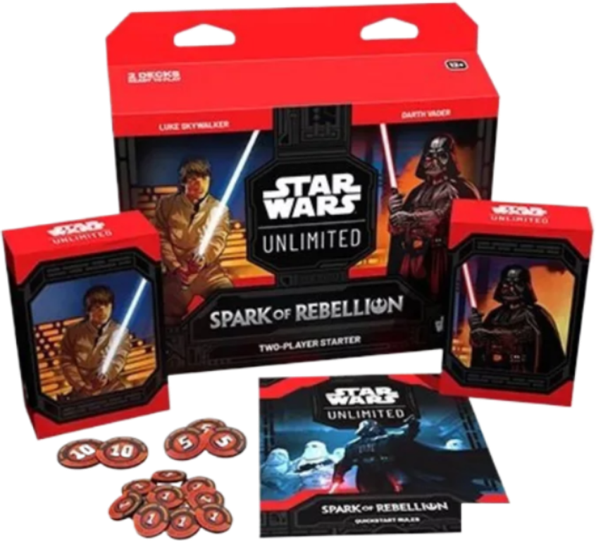 Star Wars: Unlimited - Spark of Rebellion Two-Player Starter componenten