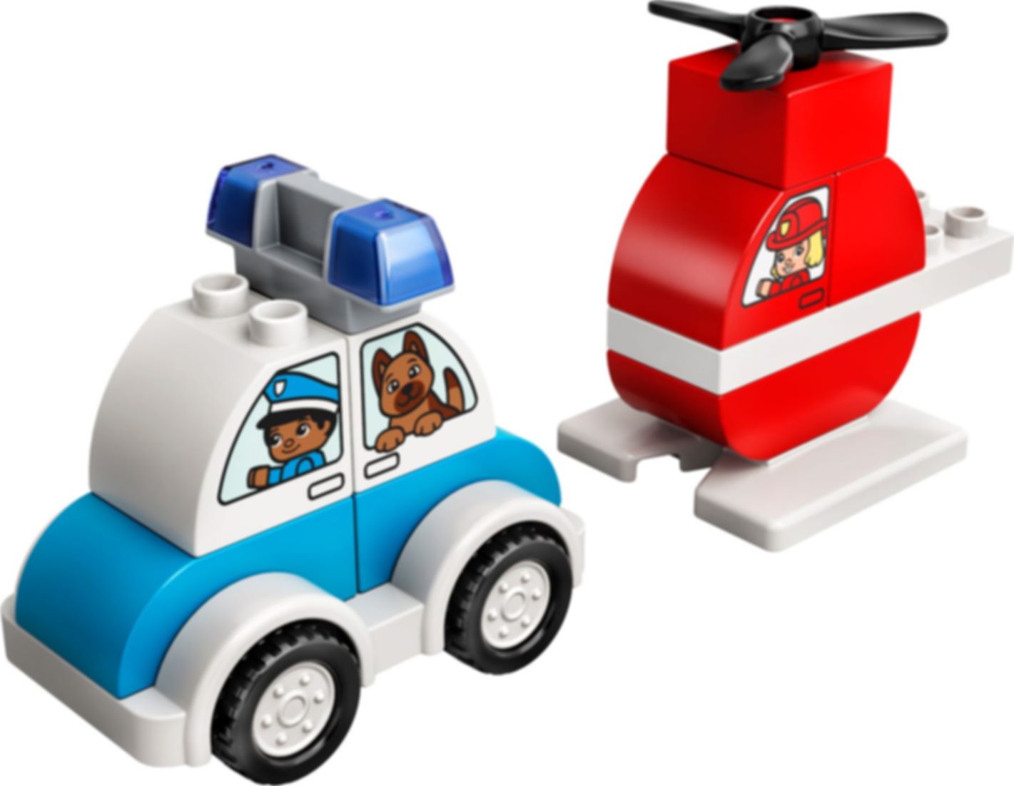 LEGO® DUPLO® L'hélicoptère des pompiers et la voiture de police composants
