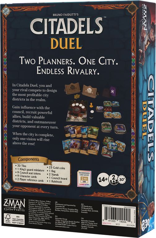 Citadels Duel back of the box