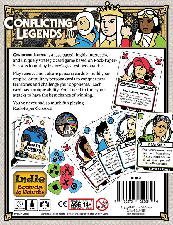 Conflicting Legends (second edition) back of the box