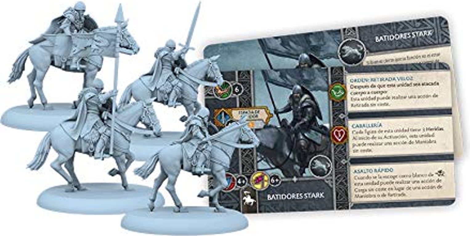 A Song of Ice & Fire: Tabletop Miniatures Game – Stark Outriders componenti