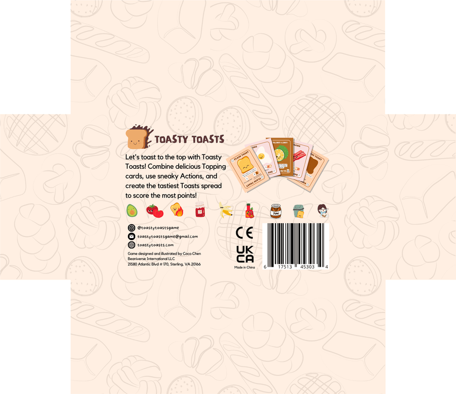 Toasty Toasts parte posterior de la caja