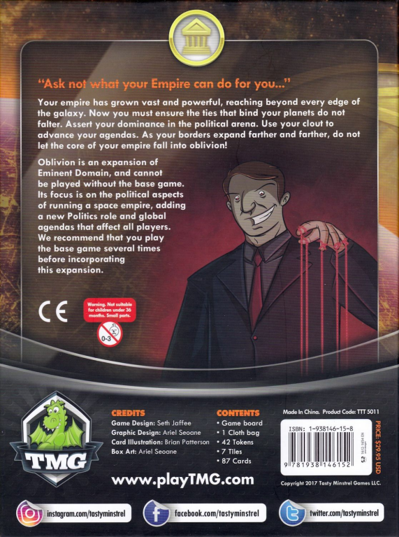 Eminent Domain: Oblivion back of the box