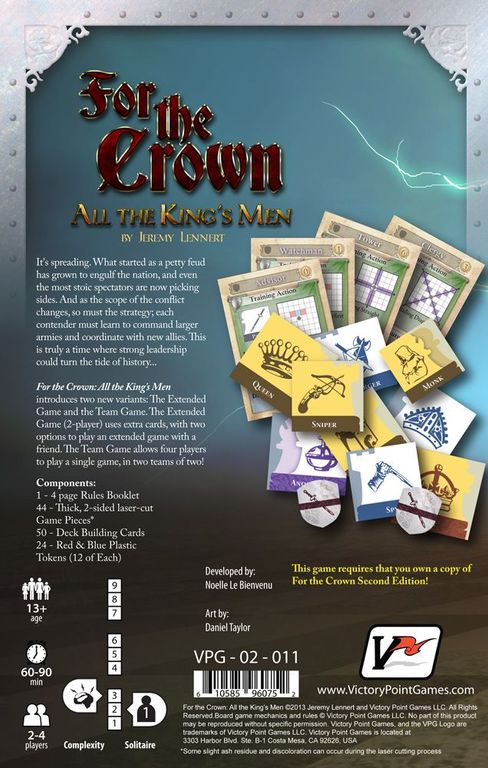 For the Crown (Second Edition): Variant – All the King's Men back of the box