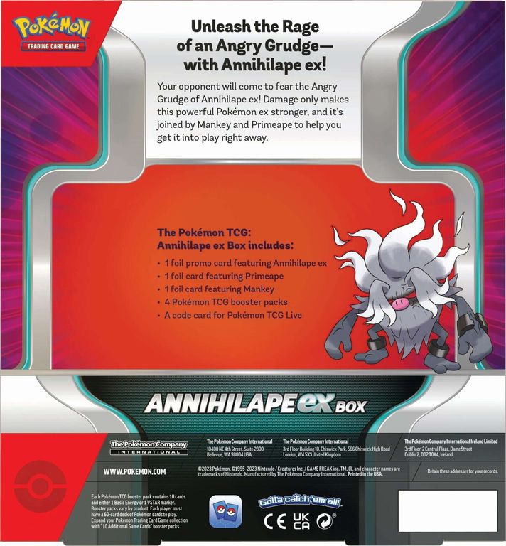 Pokémon TCG: Annihilape ex Box achterkant van de doos