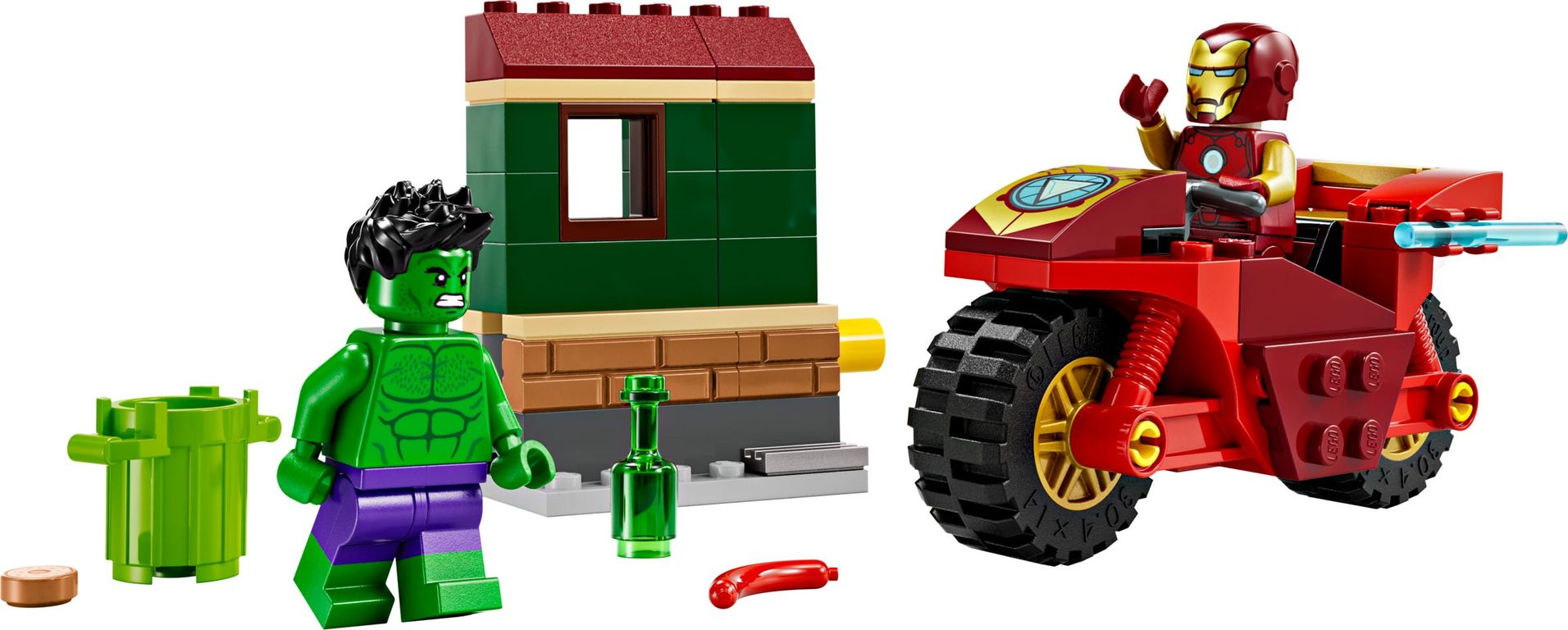 LEGO® Marvel Iron Man con Moto y Hulk partes