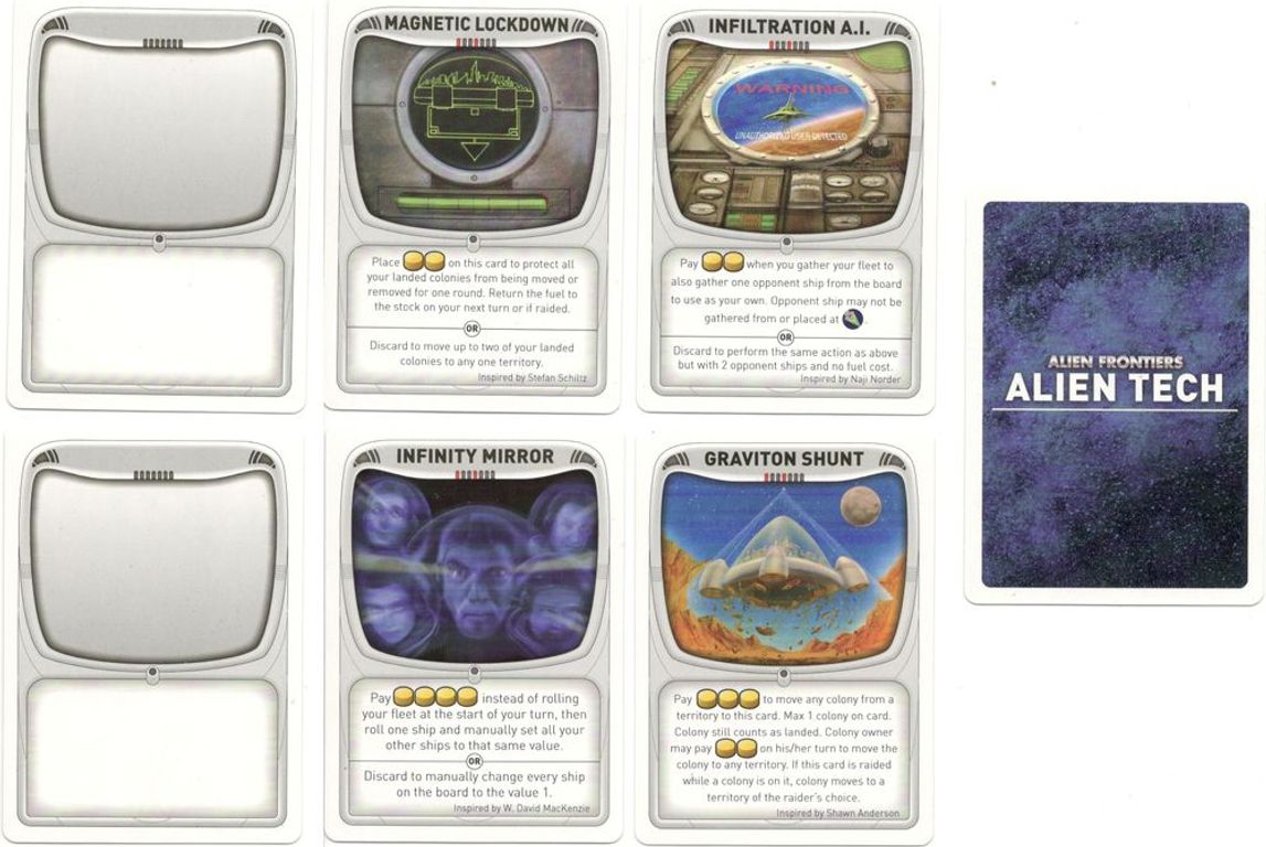 Alien Frontiers: Expansion Pack #3 cartes