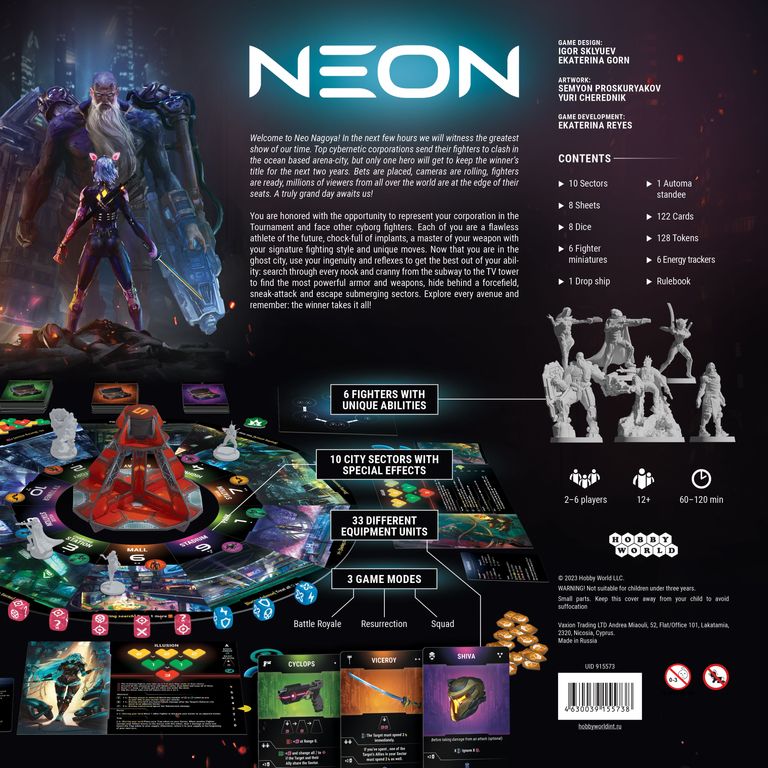 NEON back of the box