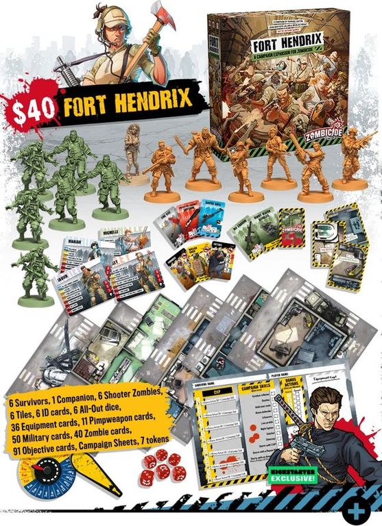 Zombicide (2nd Edition): Fort Hendrix Kickstarter components