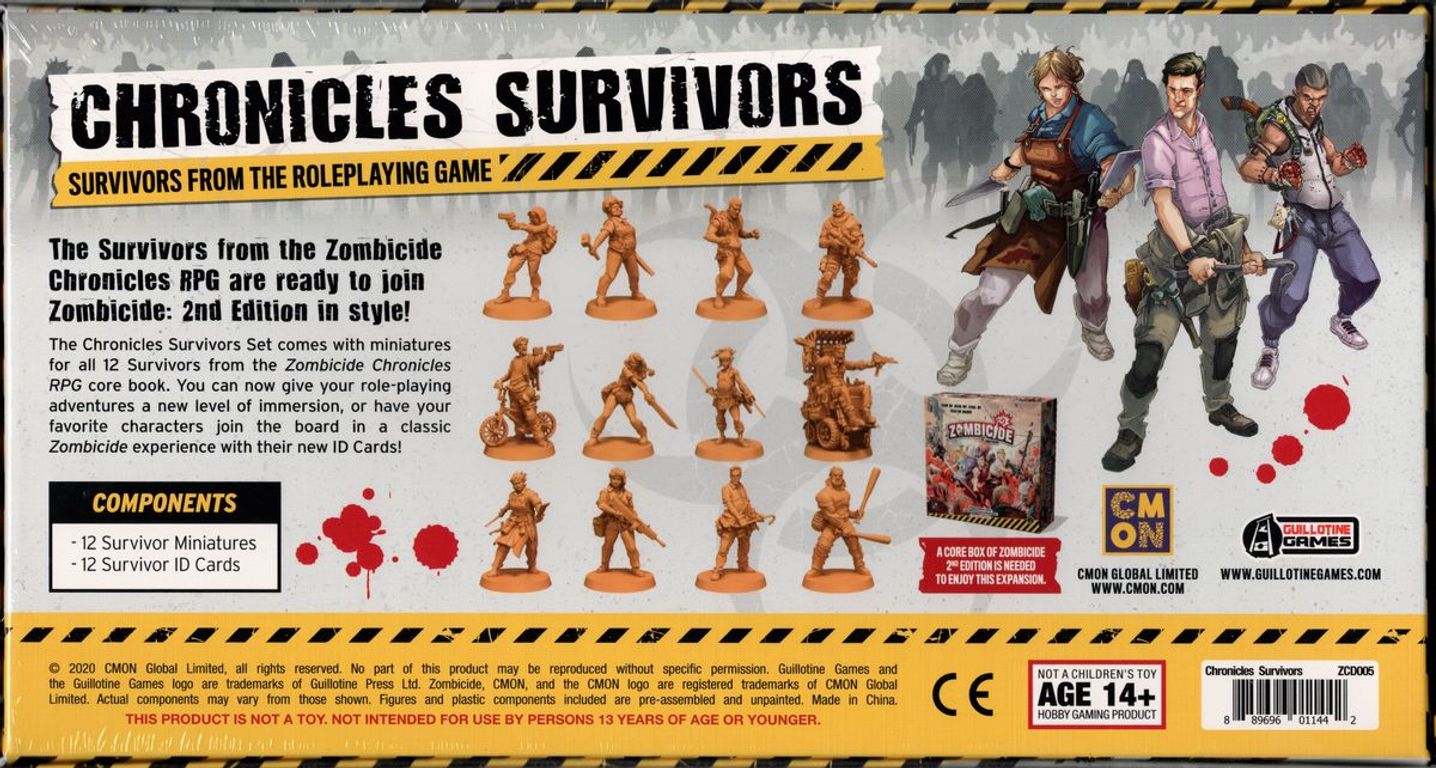 Zombicide (2nd Edition): Chronicles Survivor Set achterkant van de doos