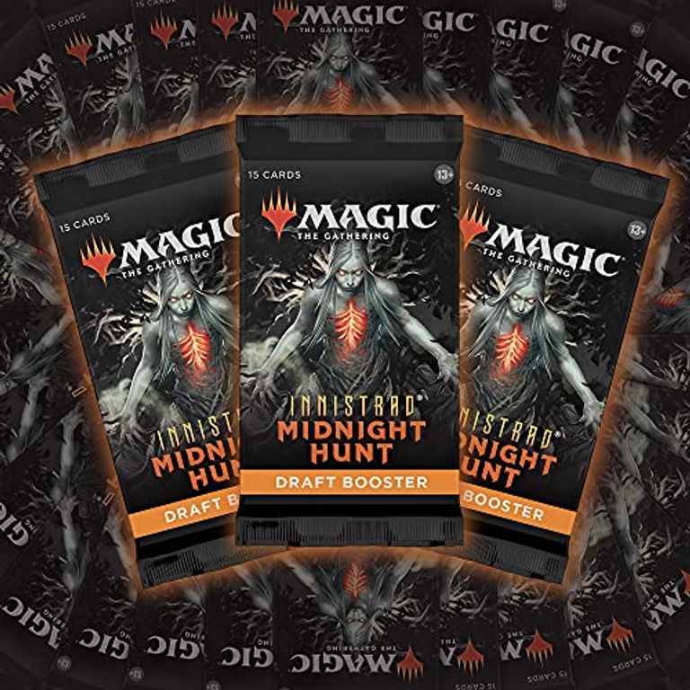Magic the Gathering Innistrad: Midnight Hunt Draft Booster Display components