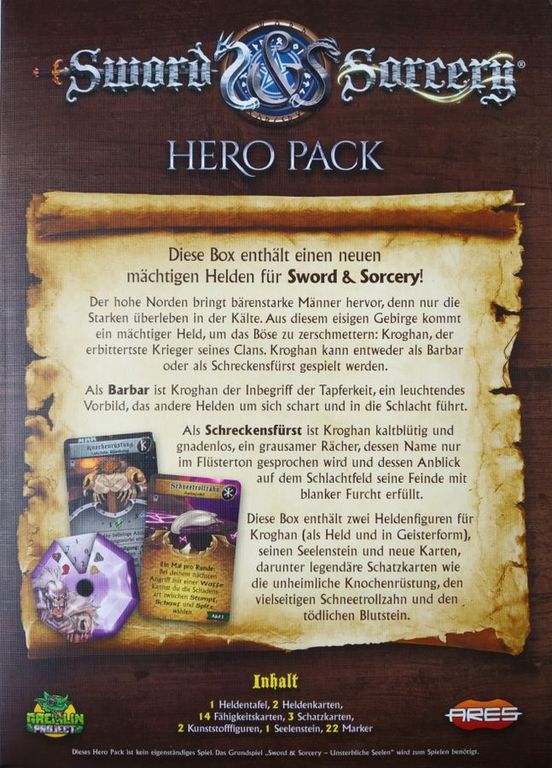 Sword & Sorcery: Hero Pack – Kroghan the Barbarian/Dreadlord back of the box