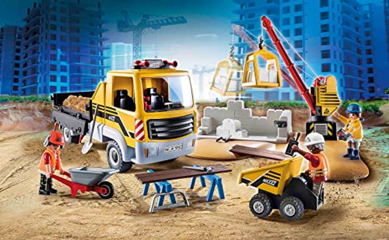 Playmobil® City Action Construction Site with Flatbed Truck gameplay