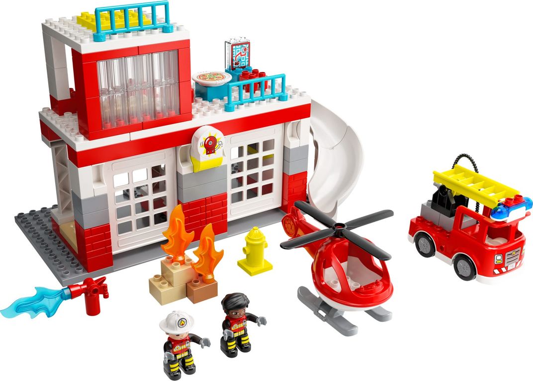 LEGO® DUPLO® La caserne et l’hélicoptère des pompiers composants