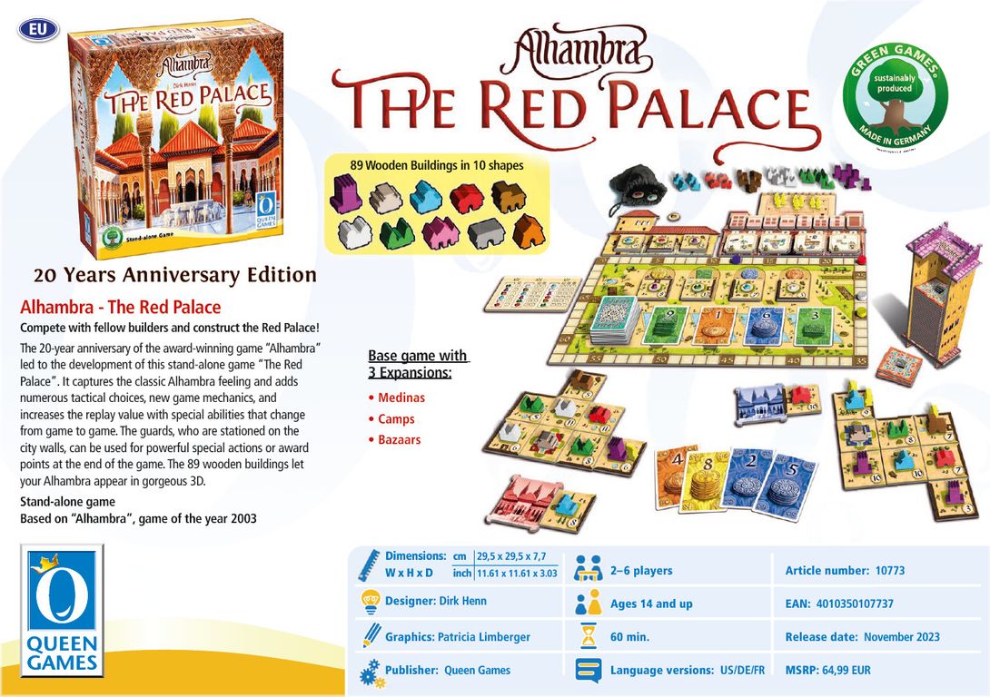 Alhambra: The Red Palace parte posterior de la caja
