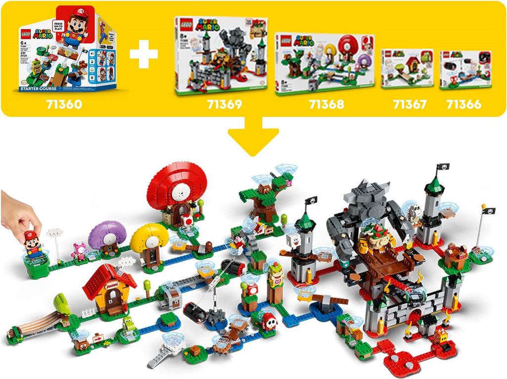 LEGO® Super Mario™ Whomp’s Lava Trouble Expansion Set components