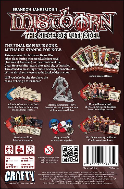 Mistborn: The Siege of Luthadel back of the box