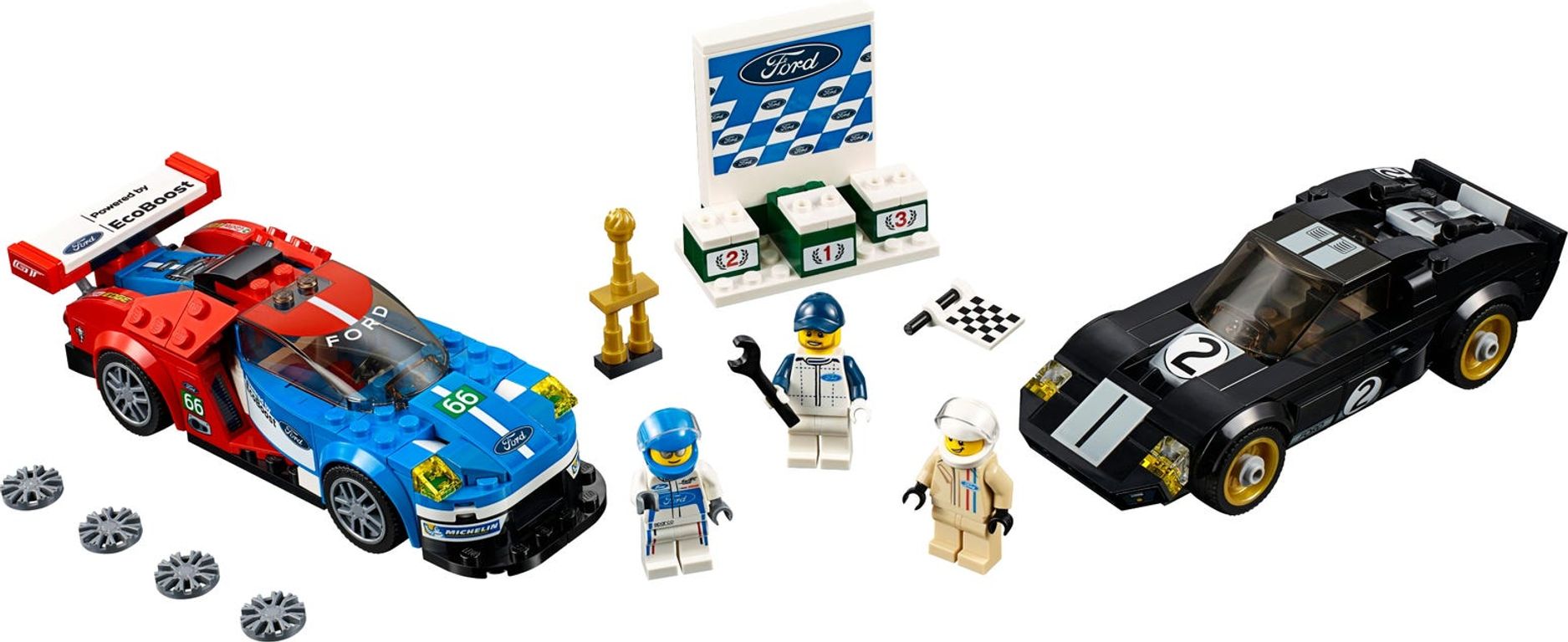 LEGO® Speed Champions Ford GT de 2016 y Ford GT40 de 1966 partes