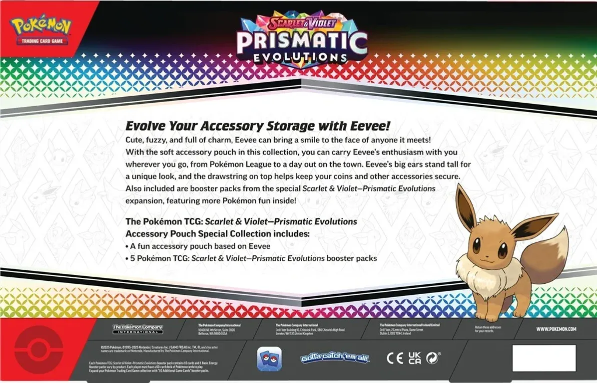Pokémon TCG: Scarlet & Violet - Prismatic Evolutions Accessory Pouch rückseite der box
