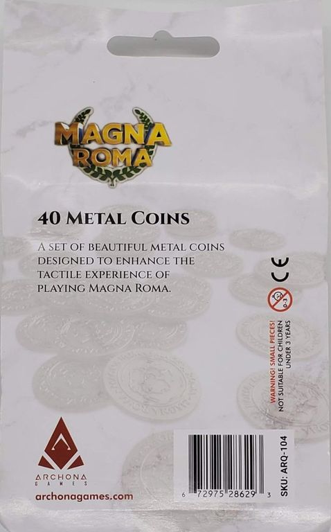 Magna Roma: Metal Coins Set back of the box
