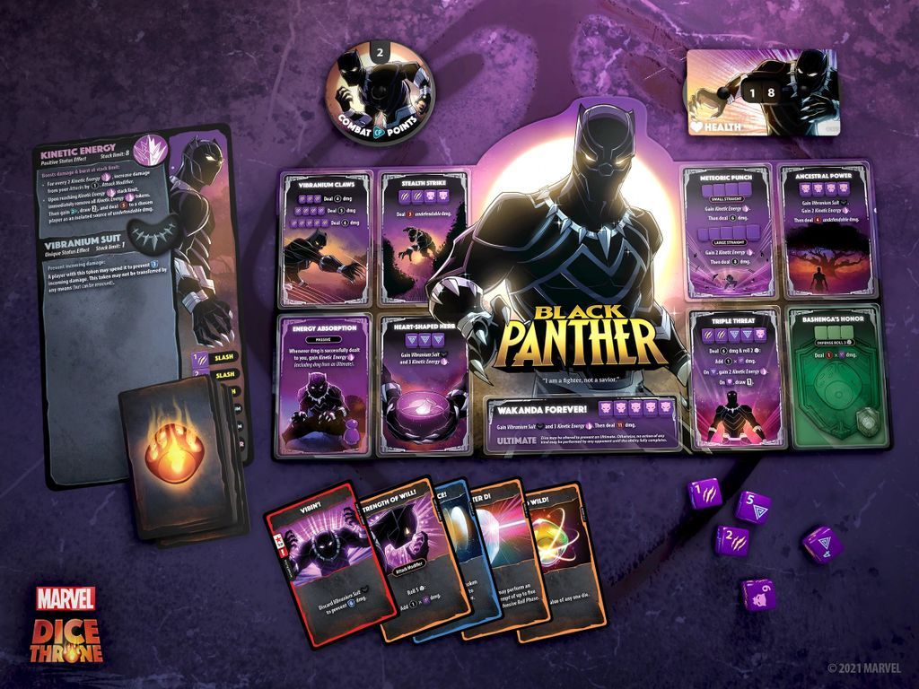 Marvel Dice Throne: Captain Marvel v. Black Panther components