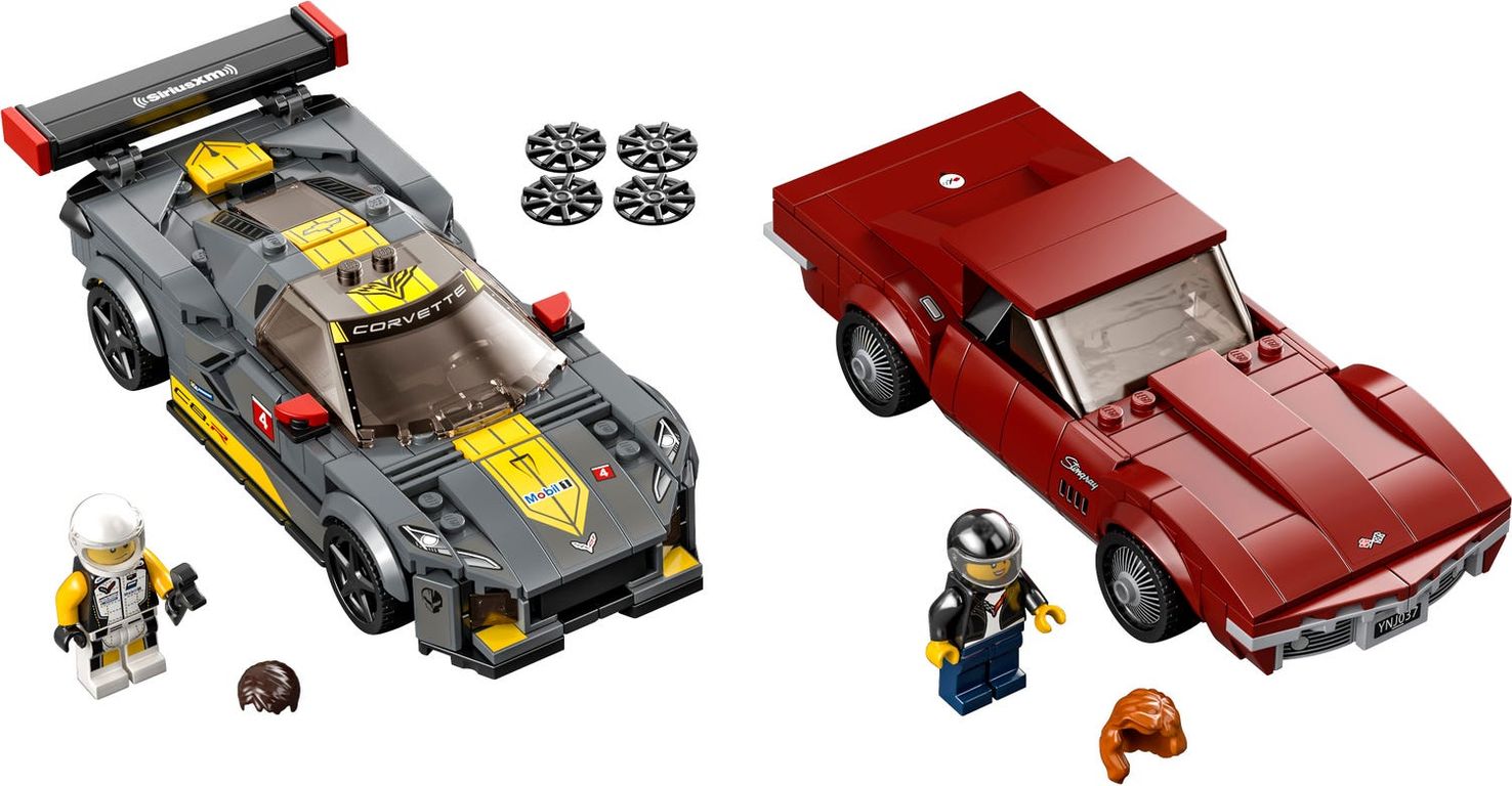 LEGO® Speed Champions Chevrolet Corvette C8.R Race Car and 1968 Chevrolet Corvette components