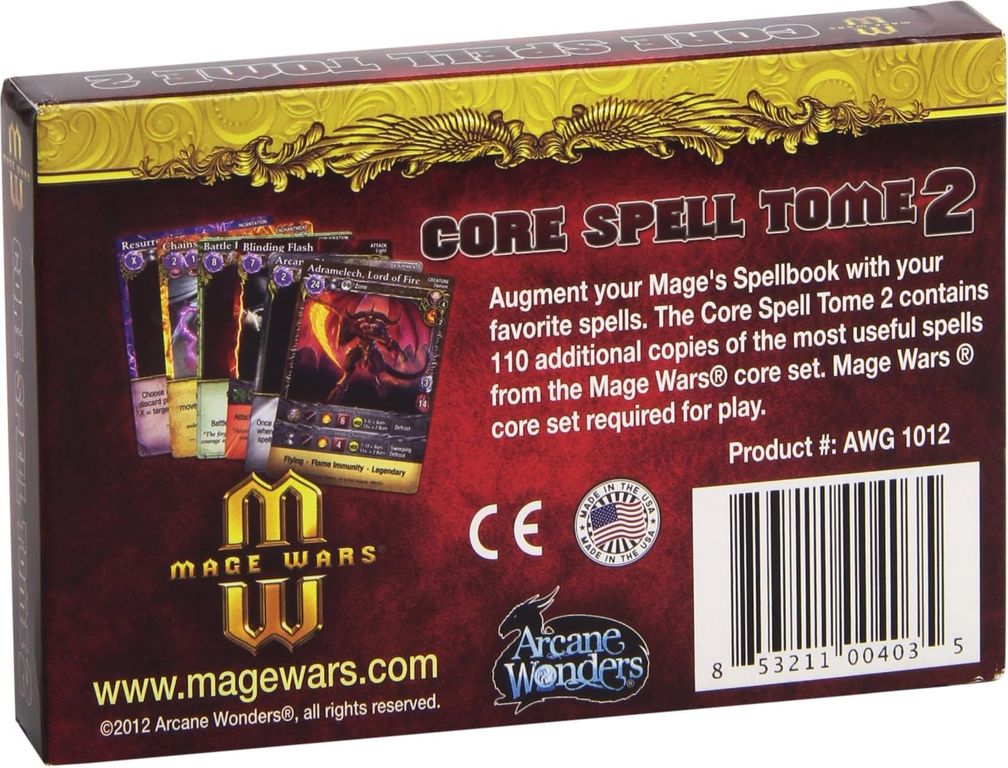 Mage Wars: Core Spell Tome 2 achterkant van de doos