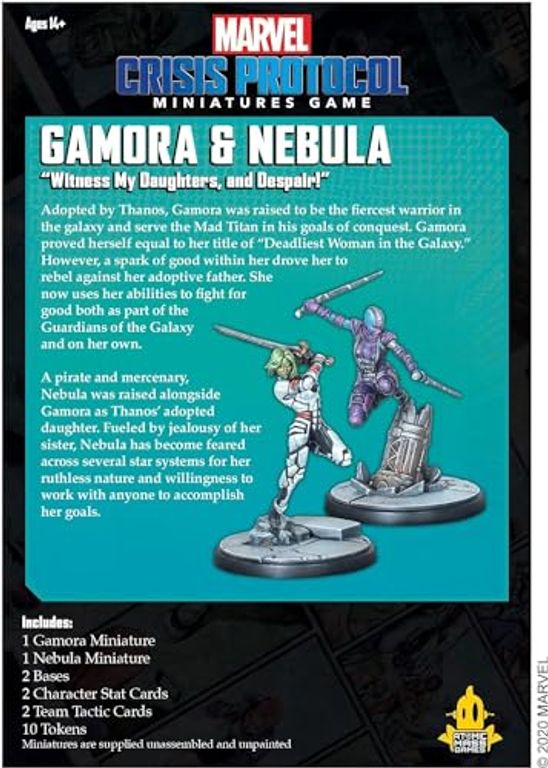 Marvel: Crisis Protocol – Gamora & Nebula back of the box