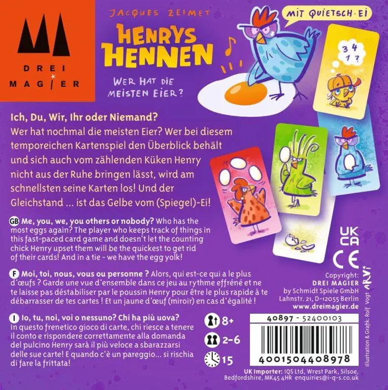 Henrys Hennen rückseite der box