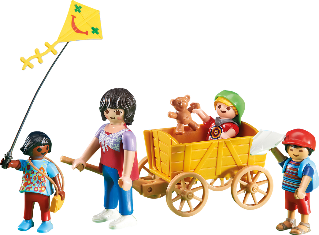 Playmobil® City Life Mother with Children and Wagon components