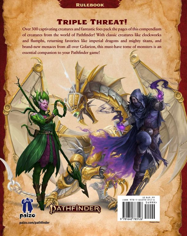 Pathfinder Roleplaying Game (2nd Edition) - Pathfinder Bestiary 3 (2nd Edition) dos de la boîte