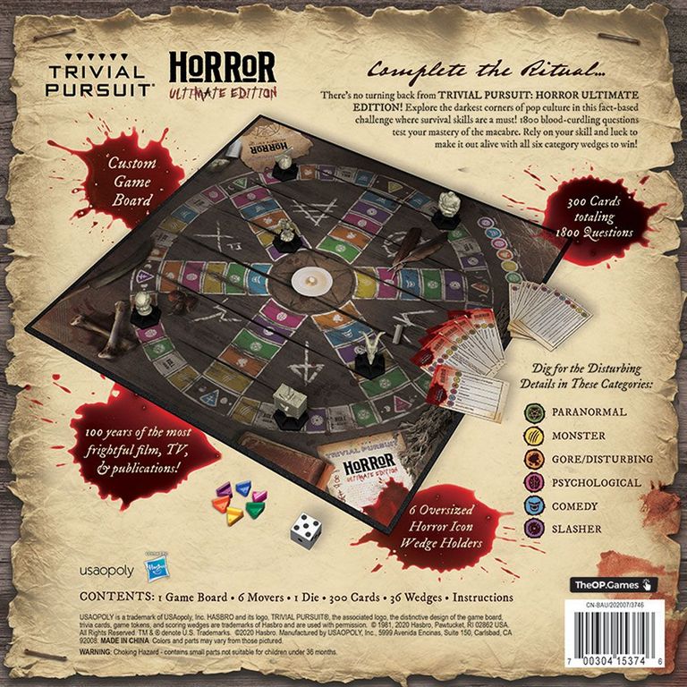 Trivial Pursuit: Horror Ultimate Edition back of the box