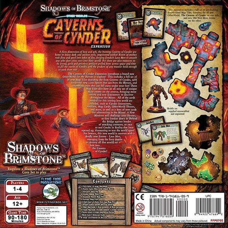 Shadows of Brimstone: Caverns of Cynder Expansion parte posterior de la caja