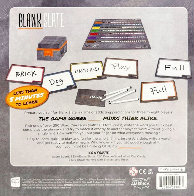 Blank Slate back of the box