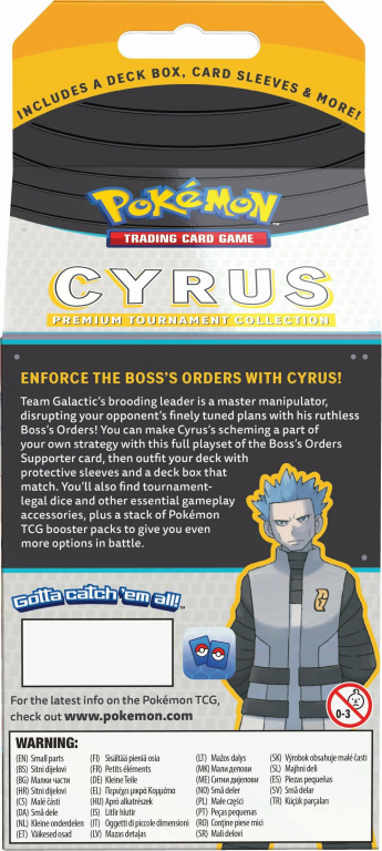 Pokémon TCG: Cyrus and Klara Premium Tournament Collections parte posterior de la caja