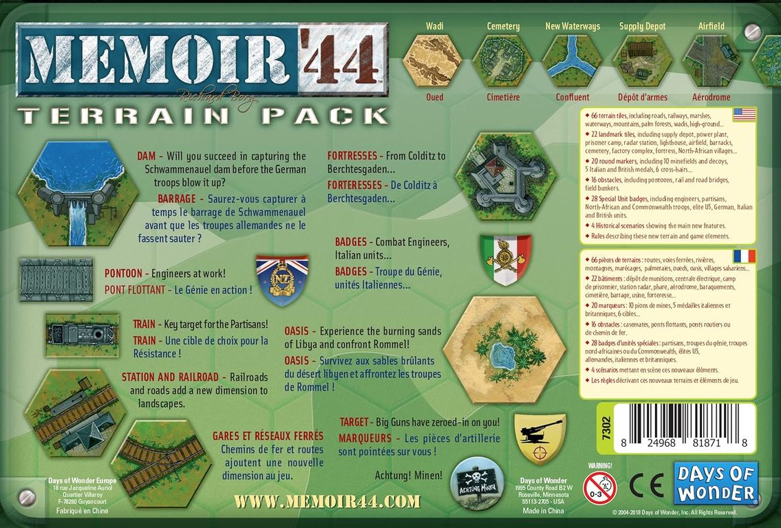 Memoir '44: Terrain Pack achterkant van de doos