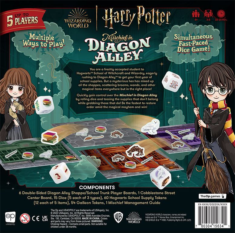 Harry Potter: Mischief on Diagon Alley parte posterior de la caja